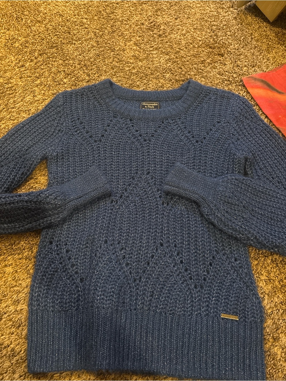 Abercrombie & Fitch Blue Textured Crewneck Sweater